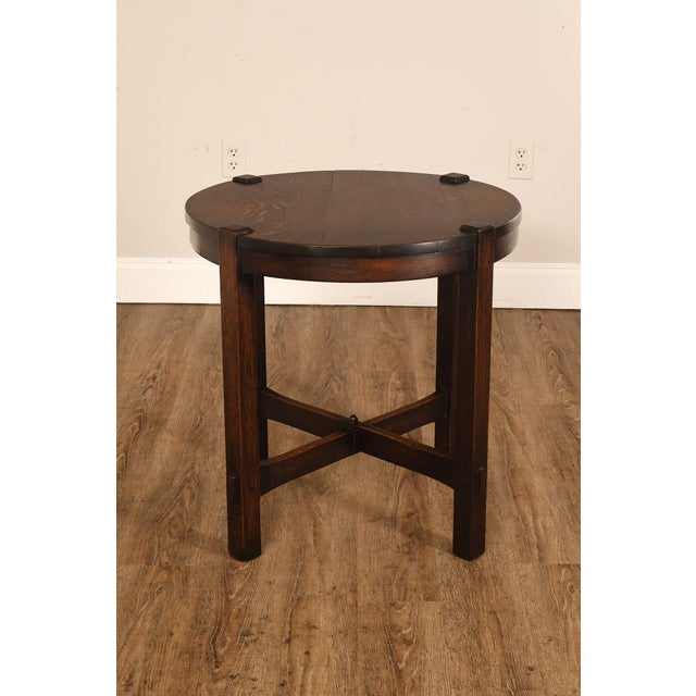 Early Gustav Stickley Mission Oak 26 Inch Round Table #439 For Sale - Image 17 of 18