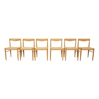 Vintage Oak Dining Chairs by H.W. Klein for Bramin, 1950s, Set of 6 For Sale