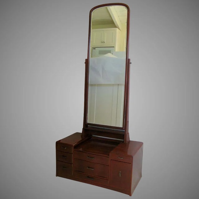 Japanese Red Lacquered Dressing Mirror with Drawers For Sale In Denver - Image 6 of 6