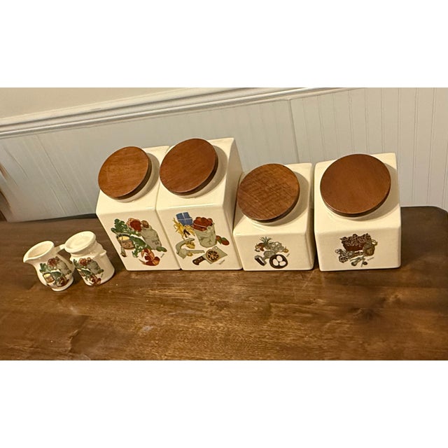 1970s Hyalyn Ceramic Canisters With Creamer and Sugar Set - 6pcs For Sale - Image 5 of 16