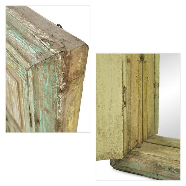 Patinated Wooden Shutters Transformed Into a Mirror For Sale - Image 6 of 7