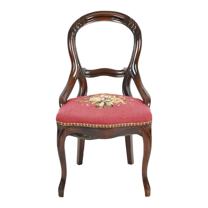 Antique Victorian Mahogany Needlepoint Side Chair Chairish