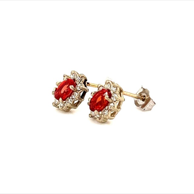 2010s Natural Sapphire Diamond Stud Earrings 14k Gold 0.90 TCW Certified For Sale - Image 5 of 10