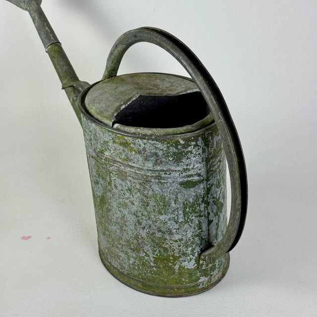 Mid 20th Century Lovely Vintage European Metal Watering Can for Garden Decor, in Splendid Green For Sale - Image 9 of 9