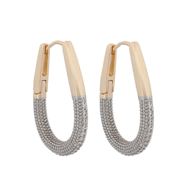 Contemporary Pave Diamonds Gold Hoop Earrings, A Pair For Sale - Image 3 of 9