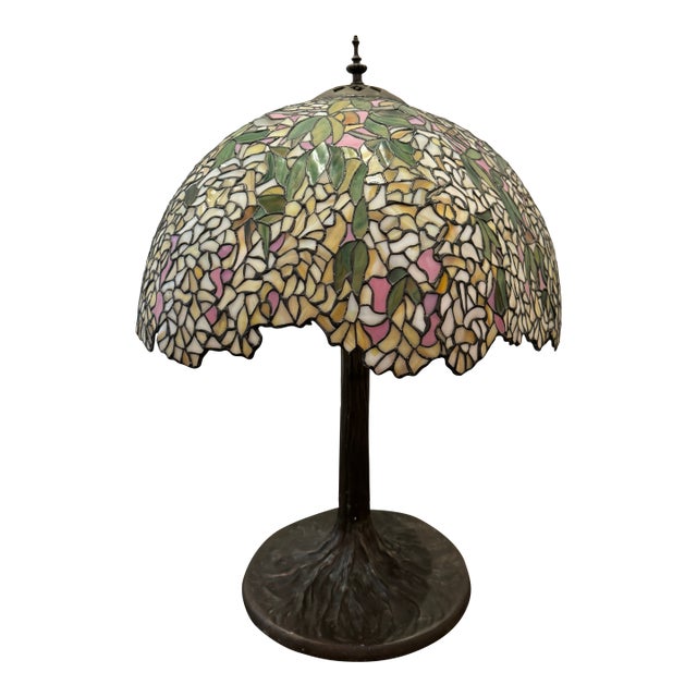 Vintage Stained Glass Desk or Table Lamp For Sale