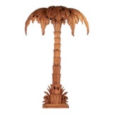 Vintage Italian Carved Wood Palm Tree Floor Lamp For Sale