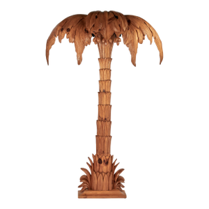 Vintage Italian Carved Wood Palm Tree Floor Lamp