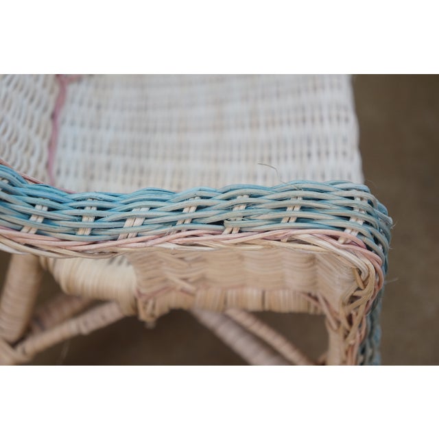 Pink 2 Vintage Wicker Doll Sized Salesman Sample Wicker Rattan Arm Chairs 12" For Sale - Image 8 of 14