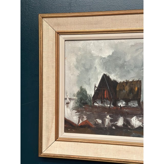 Jeams, Cabin by the Water, 1960s, Oil Painting on Panel, Framed For Sale - Image 8 of 18