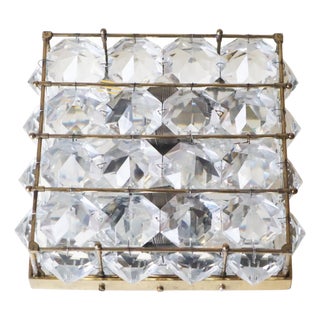 Diamond Scone in Lead Crystal and Brass from Palwa, 1950s For Sale