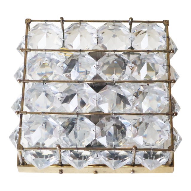 Diamond Scone in Lead Crystal and Brass from Palwa, 1950s For Sale