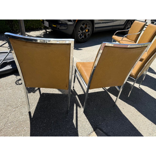 1970s Pierre Cardin for Dillingham Set of Six Dining Chairs - Leather/Suede and Chrome For Sale - Image 10 of 12
