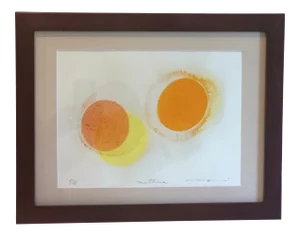 1990s "Egg Yolks" Abstract Block Print by Mattina, Framed