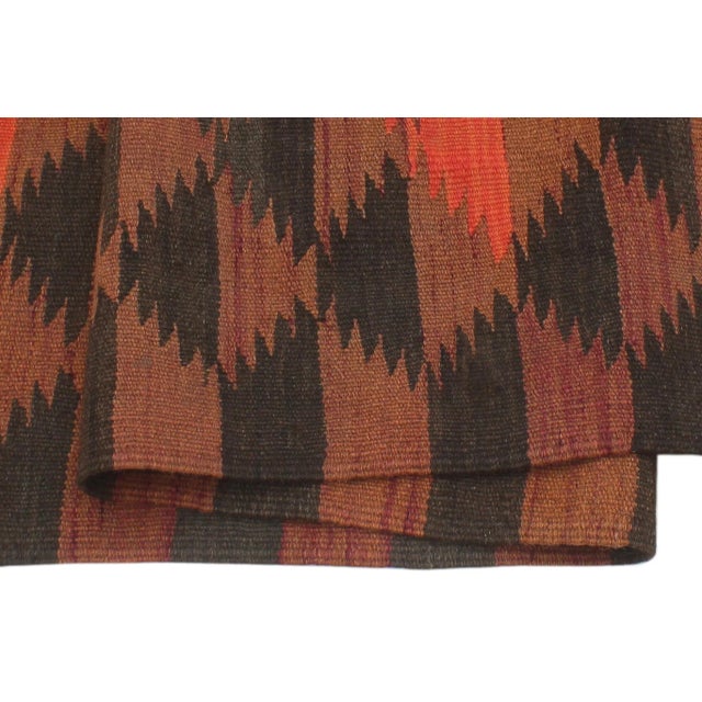 1980s Vintage Kilim Red Orange Hand-Woven Area Rug For Sale - Image 10 of 13