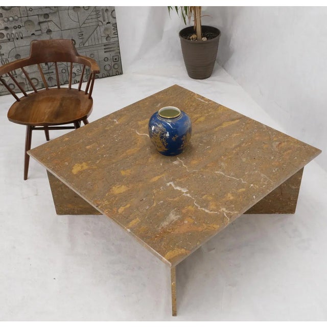 Mid-Century Modern Multicolor Marble X Base Square Marble Coffee Table For Sale - Image 3 of 11