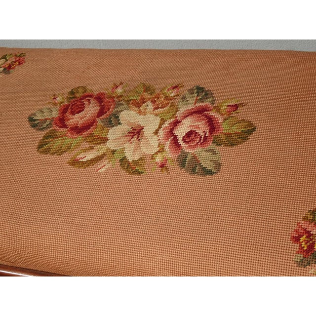Vintage French Provicial Floral Needlepoint Tapestry Bench W Ball & Claw Feet For Sale - Image 11 of 13