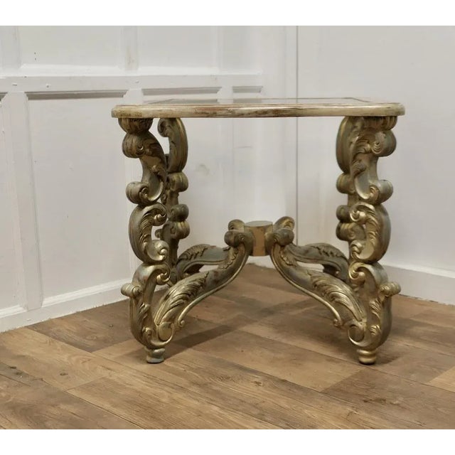 Brown French Baroque Style Carved and Painted Occasional Table, 1950s For Sale - Image 8 of 9