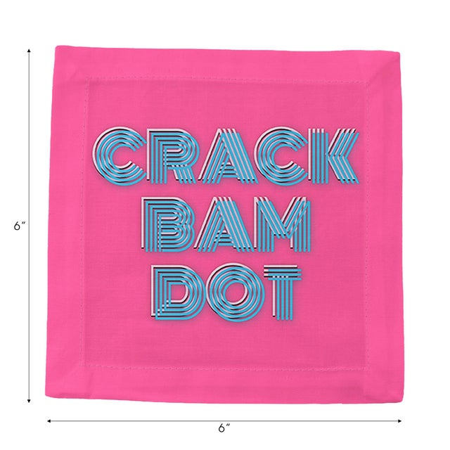 Mahjong Crack Bam Dot Hybiscus Powder Cotton Sateen Cocktail Napkins, Set of 4 For Sale - Image 4 of 5