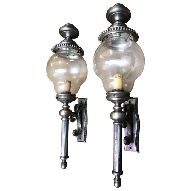 French Nickel-Plated Lanterns, 20th Century, Set of 2 For Sale - Image 13 of 13