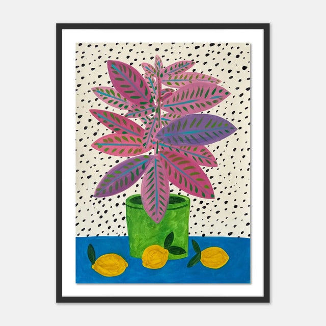 Jelly Chen Pink & Purple Plant by Jelly Chen in Black Framed Paper, Medium Art Print For Sale - Image 4 of 4