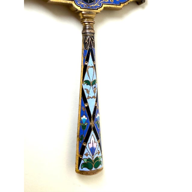 Traditional Empire French Gilt Bronze Champlevé Enamel Hand Mirror, 1810 For Sale - Image 3 of 18