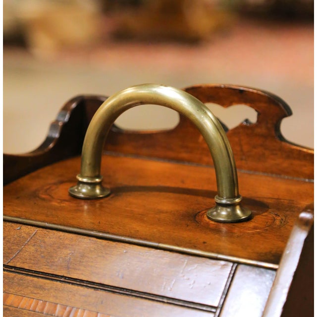 19th Century English Victorian Inlaid Walnut Coal Scuttle With Brass Handle For Sale In Dallas - Image 6 of 12