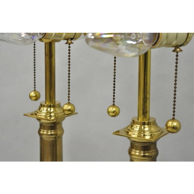 Vintage French Empire Brass & Italian Black Marble Column Table Lamps (B), Pair For Sale - Image 12 of 17