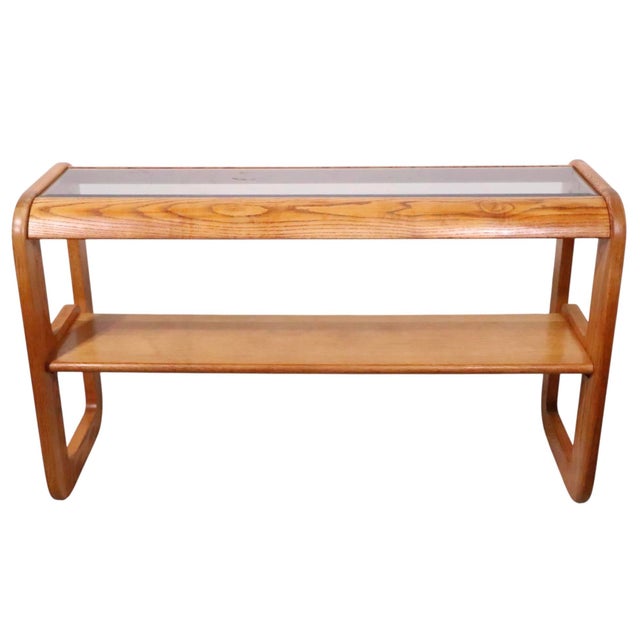 Mid 20th Century Mod Lou Hodges Oak and Glass Console Table For Sale - Image 13 of 18