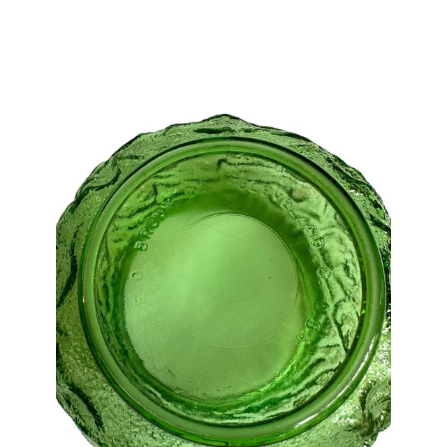Glass Green Crinkle Glass Vase For Sale - Image 7 of 11