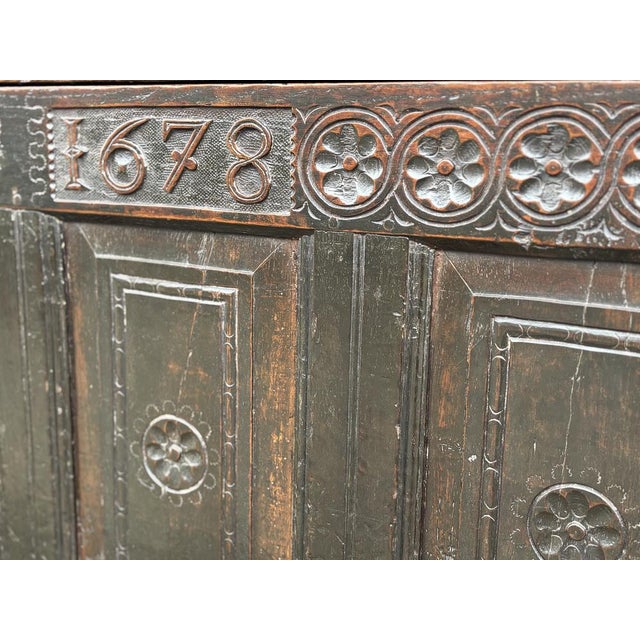Oak Lancashire Coffer, 1678 For Sale - Image 9 of 13