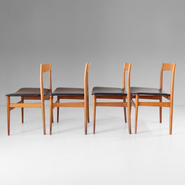 Mid-Century Modern Vintage Italian Wood Dining Chairs by Passoni Udine, 1960s, Set of 4 For Sale - Image 3 of 14