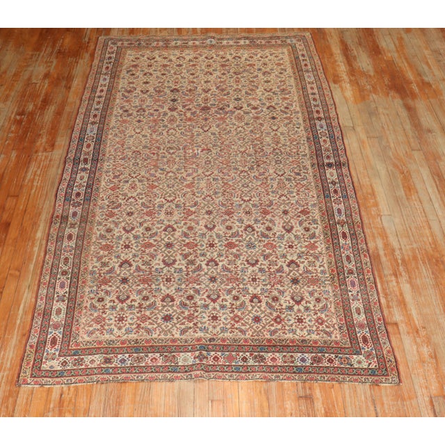 Classic Herati design Persian Malayer gallery rug. Ivory field, with accents in green, mustard, blue, brown, terracotta....