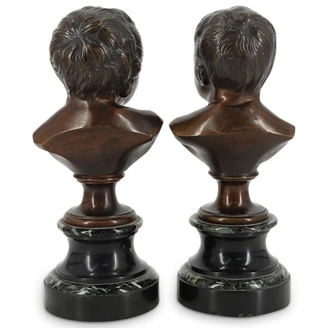 Late 19th Century 19th Century French Infant Bronze Busts After Jean Antoine Houdon - A Pair For Sale - Image 5 of 7