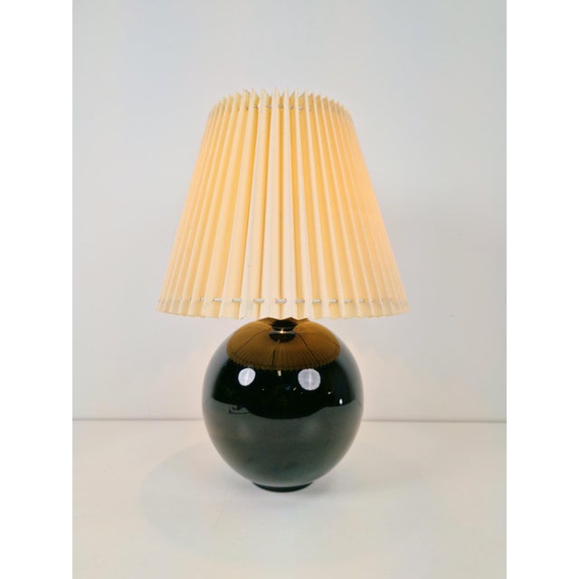 Black Opaline Glass Spherical Table Lamp in the style of Jacques Adnet, 1950s For Sale - Image 10 of 10