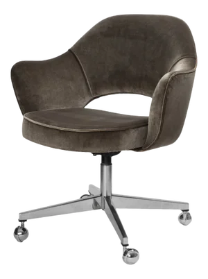 Saarinen Executive Arm Chairs in Bronze Velvet, Swivel Base by Eero Saarinen for Knoll