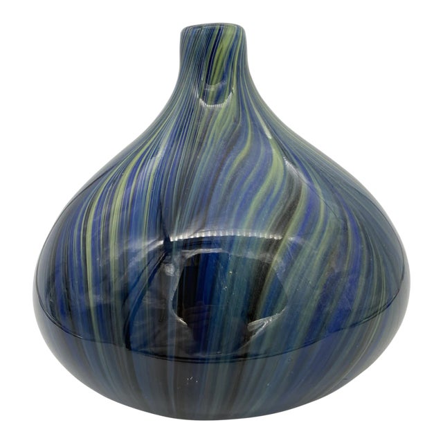 Mid-Century Handblown Swirl Murano Glass Vase For Sale