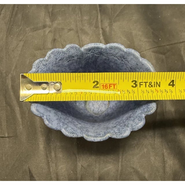 Weller Fan Vase Blue Speckled Top Green Base Signed Thick Mold Ridged Exterior For Sale - Image 9 of 12