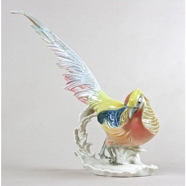 Golden Pheasant Porcelain Figurine by F. Karl Ens, Germany, 1920s For Sale - Image 13 of 18