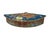 Asian Vintage Blue Big Flowers Graphic Fan Shape Porcelain Trinket Box For Sale - Image 3 of 9