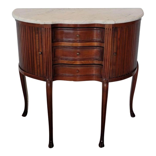 Scarce 18th Century French Louis XV Period Walnut Tambour Door Sideboard For Sale