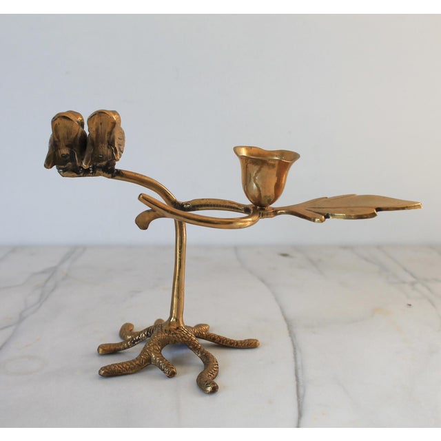 Vintage Brass "Love Birds" Taper Candle Holder For Sale In Milwaukee - Image 6 of 10