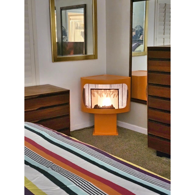 Mid Century Free-Standing Corner Electric Fireplace For Sale In Phoenix - Image 6 of 6