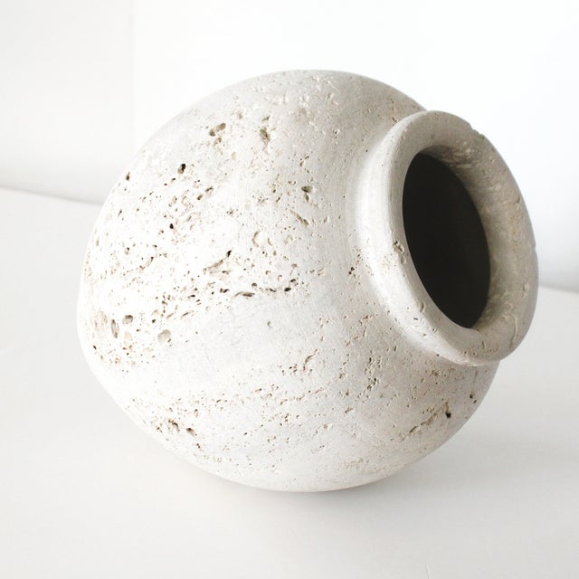 2020s Carved Stone Travertine Utensil Holder/Matt For Sale - Image 5 of 6