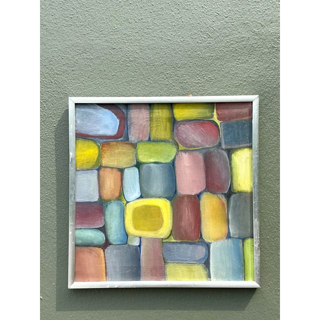 Metal Vintage Original Abstract Oil on Board For Sale - Image 7 of 12