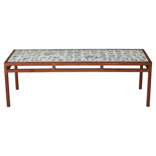 Scandinavian Modern Coffee Table in Teak with Ceramic Tiles attributed to Søren Horn, 1950s For Sale - Image 17 of 17