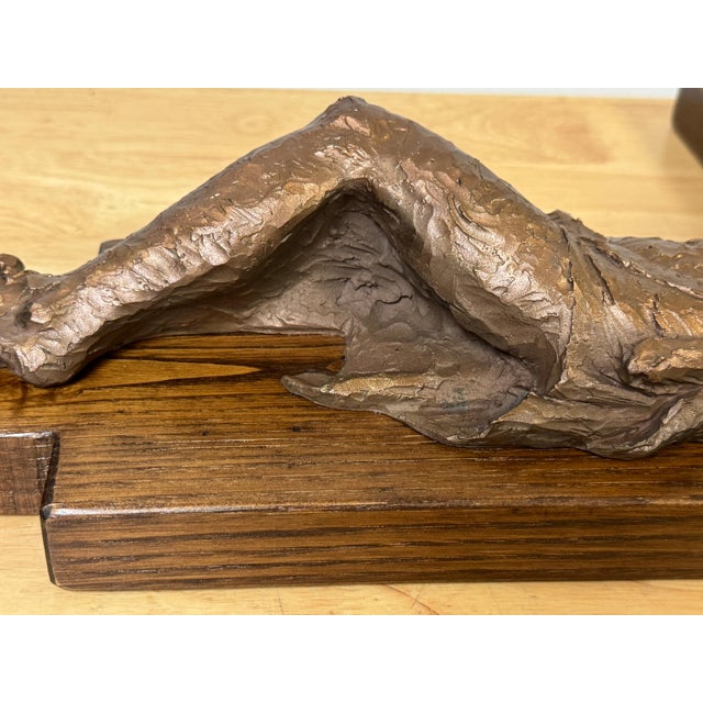 Modernist Cast Bronze Crucifix on Walnut Cross, French or Belgian, Circa 1960s For Sale - Image 10 of 18