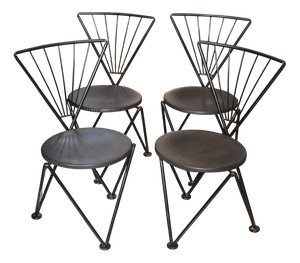Chairs in Black Metal by J. Hoffmann for Bonaldo, 1980s, Set of 4