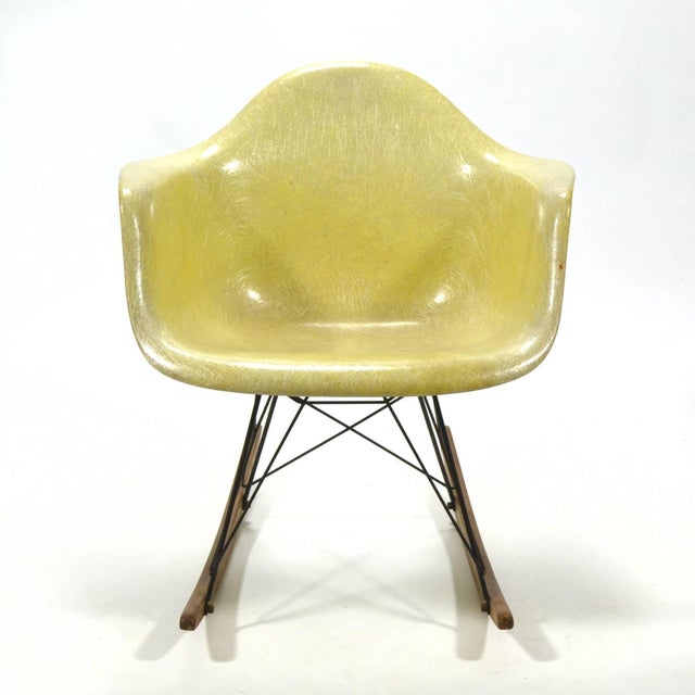 Mid-Century Modern Eames Lemon Yellow Zenith Rope-Edge, RAR Rocker by Herman Miller For Sale - Image 3 of 10