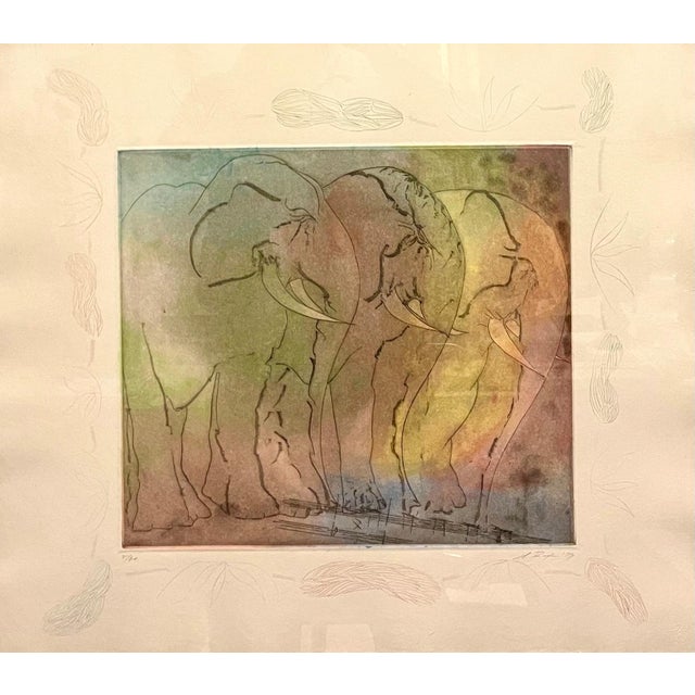Stanley Boxer, Stanley Boxer Aquatint Intaglio Etching Elephant Herd Abstract Expressionist, 1979 For Sale
